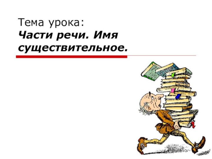 Тема урока: Части речи. Имя существительное.