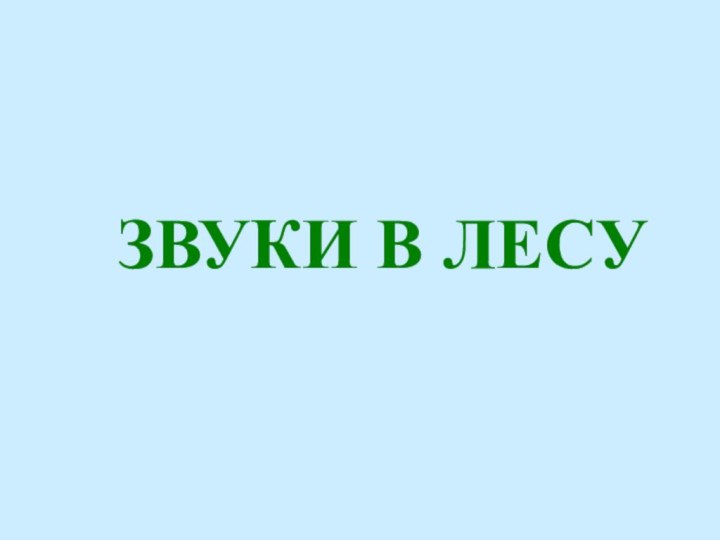 ЗВУКИ В ЛЕСУ