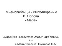 Мнемотаблица к стихотворению В. Орлова Март презентация к уроку по развитию речи (подготовительная группа)