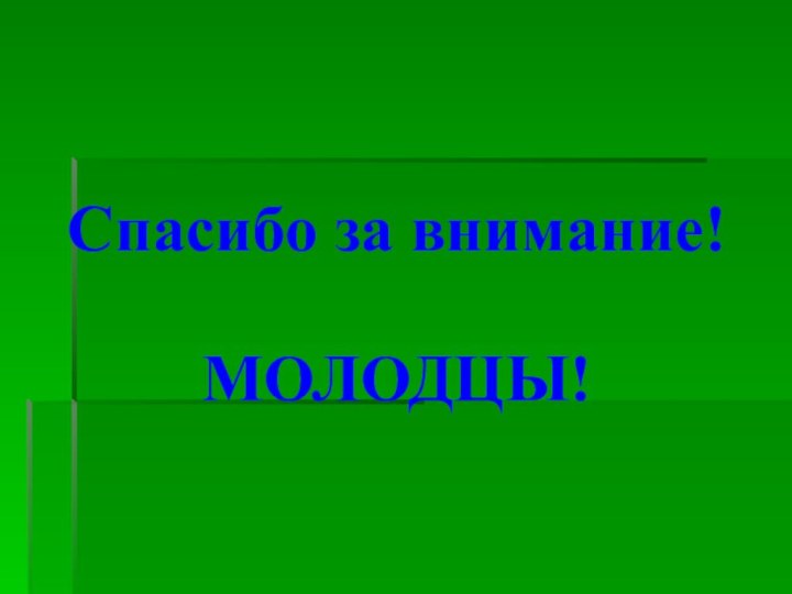 Cпасибо за внимание!  МОЛОДЦЫ!