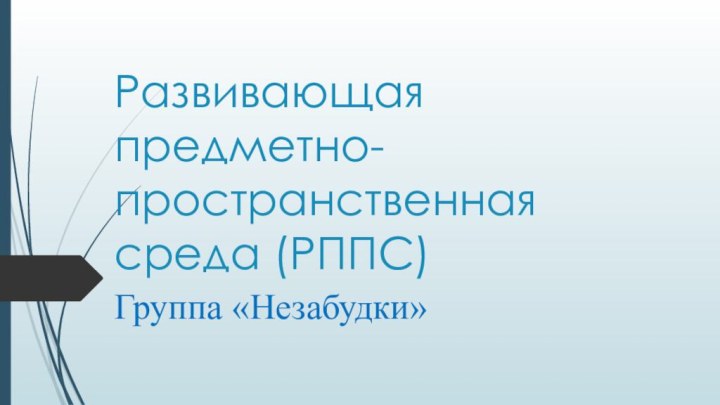 Развивающая предметно-пространственная среда (РППС)Группа «Незабудки»