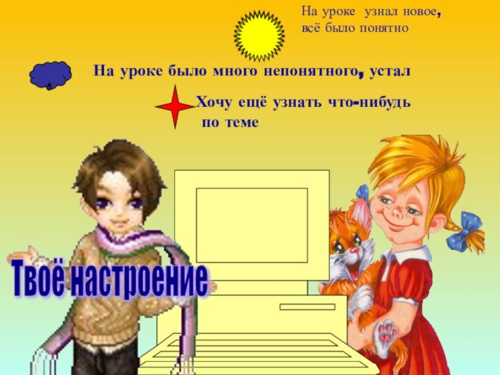 На уроке было много непонятного, устал На уроке узнал новое, всё было