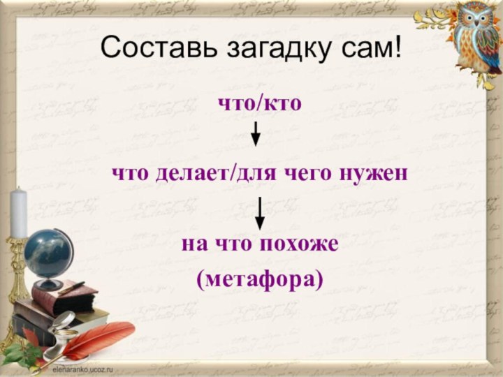 Составь загадку сам!что/кто что делает/для чего нужен