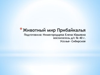 Животный мир Прибайкалье презентация к занятию по окружающему миру (подготовительная группа)