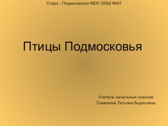 Презентация Птицы Подмосковья презентация к уроку по окружающему миру (2 класс)