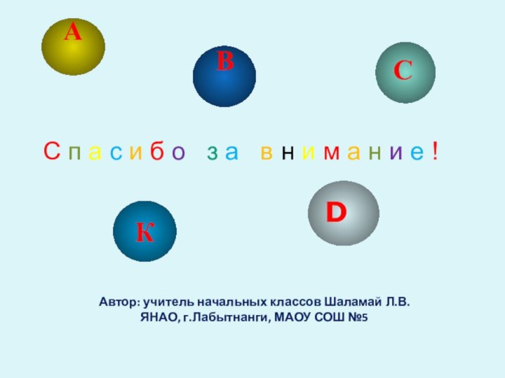 Автор: учитель начальных классов Шаламай Л.В. ЯНАО, г.Лабытнанги, МАОУ СОШ №5С п