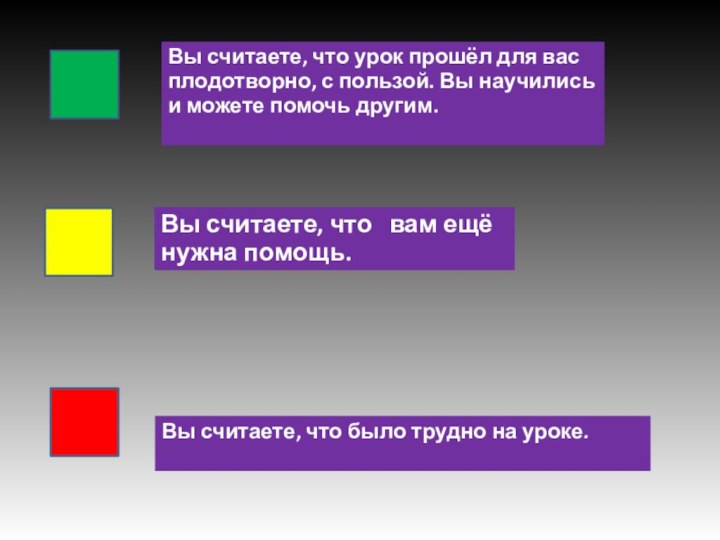 Вы считаете, что  вам ещё нужна помощь.Вы считаете, что было трудно