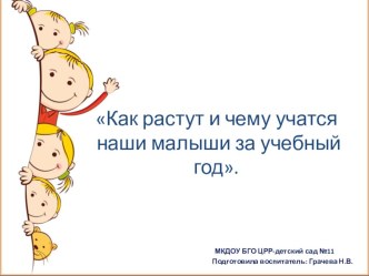 Презентация для родителей I младшей группы Как растут и чему учатся малыши за учебный год. презентация по теме