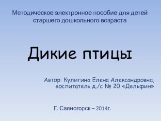Дикие птицы. методическая разработка (старшая группа) по теме