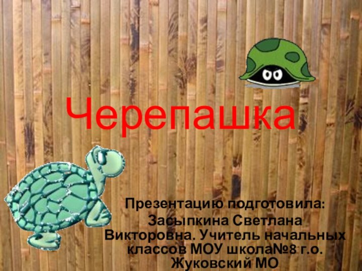 ЧерепашкаПрезентацию подготовила: Засыпкина Светлана Викторовна. Учитель начальных классов МОУ школа№8 г.о. Жуковский МО