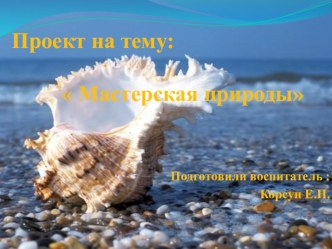 Проект Мастерская природы проект (младшая группа) по теме