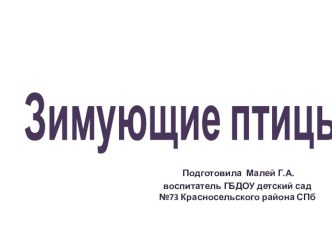 Презентация Зимующие птицы презентация к уроку по окружающему миру (подготовительная группа)