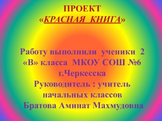 Проект Красная книга проект (2 класс)