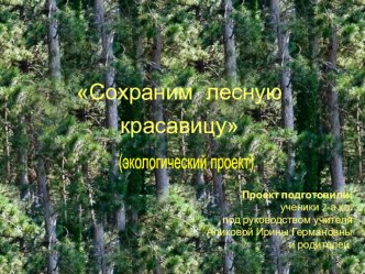 Проектная работа Сохраним лесную красавицу проект по окружающему миру (2 класс) по теме