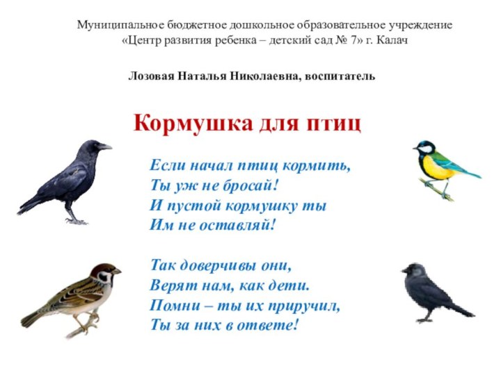 Муниципальное бюджетное дошкольное образовательное учреждение «Центр развития ребенка – детский сад №