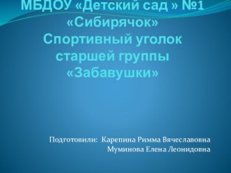 Спортивный уголок методическая разработка (старшая группа)