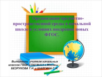 ОРГАНИЗАЦИЯ ПРЕДМЕТНО-ПРОСТРАНСТВЕННОЙ СРЕДЫ В НАЧАЛЬНОЙ ШКОЛЕ презентация к уроку