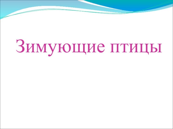 Зимующие птицыПодготовила:Воспитатель МБДОУ детский сад №170г.о.СамараЗверева Татьяна Викторовна