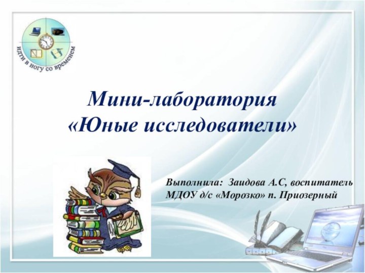 Мини-лаборатория  «Юные исследователи» Выполнила: Заидова А.С, воспитательМДОУ д/с «Морозко» п. Приозерный