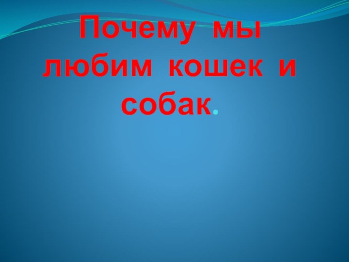 Почему мы любим кошек и собак.