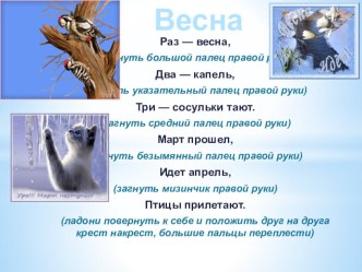 Пальчиковая гимнастика по лексическим темам в логопедической работе с дошкольниками и младшими школьниками по временам года.Весна методическая разработка по логопедии