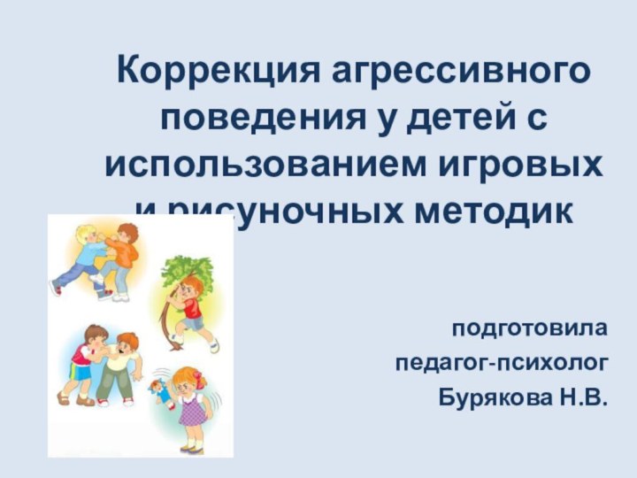 Коррекция агрессивного поведения у детей с использованием игровых и рисуночных методикподготовилапедагог-психологБурякова Н.В.