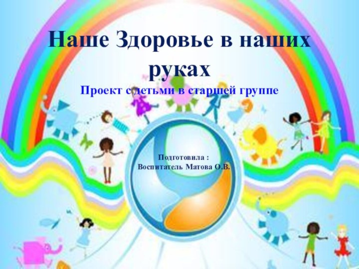 Подготовила :Воспитатель Матова О.В.Наше Здоровье в наших руках Проект с детьми в старшей группе