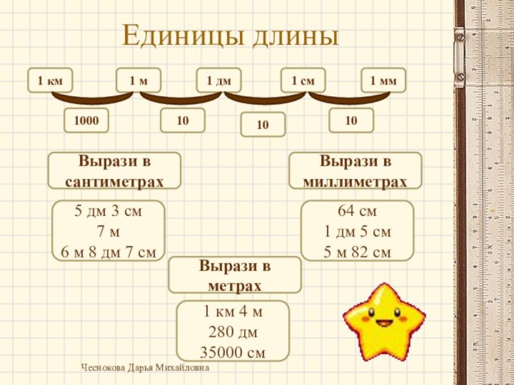 Вырази в миллиметрах 3 см 5 мм