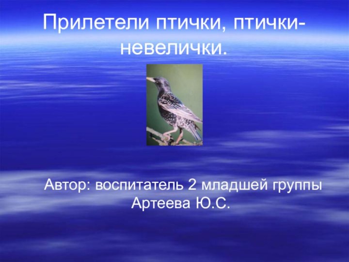 Прилетели птички, птички-невелички.  Автор: воспитатель 2 младшей группы