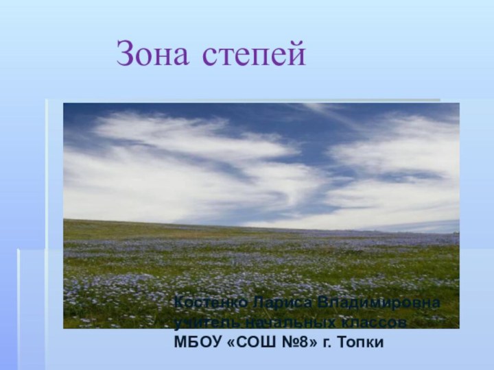 Зона степейКостенко Лариса Владимировнаучитель начальных классовМБОУ «СОШ №8» г. Топки