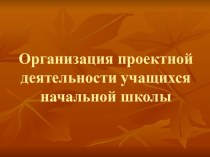 Организация проектной деятельности учащихся начальной школы презентация к уроку