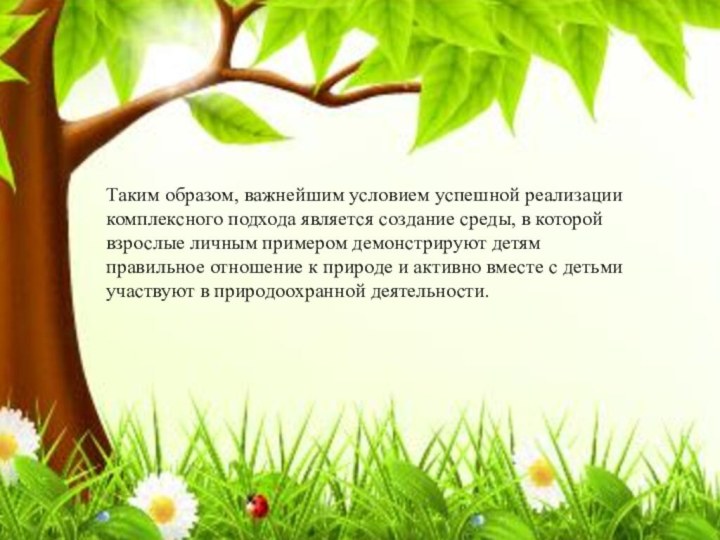 Таким образом, важнейшим условием успешной реализации комплексного подхода является создание среды, в