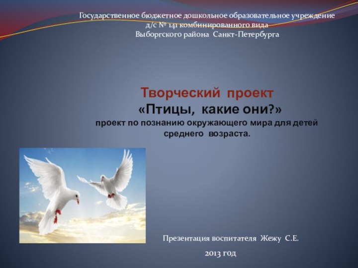 Творческий проект  «Птицы, какие они?» проект по познанию окружающего мира для