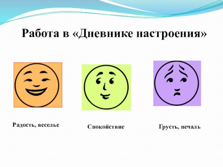 Работа в «Дневнике настроения»Радость, весельеСпокойствиеГрусть, печаль