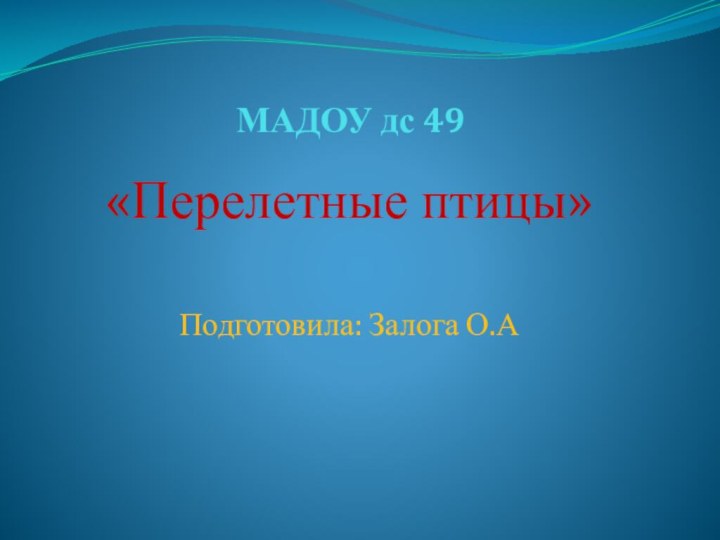 МАДОУ дс 49«Перелетные птицы»Подготовила: Залога О.А