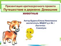 Презентация проекта Путешествие в деревню. Домашние животные презентация к уроку по окружающему миру (младшая группа)