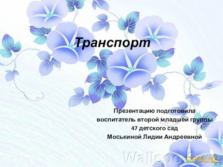 ТранспортПрезентацию подготовила воспитатель второй младшей группы 47 детского сад Моськиной Лидии Андреевной