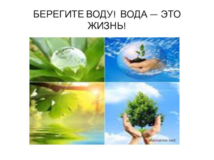 БЕРЕГИТЕ ВОДУ! ВОДА — ЭТО ЖИЗНЬ!