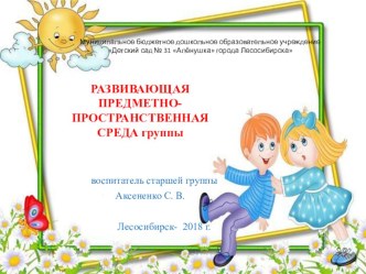 Развивающая предметно - пространственная среда презентация к уроку (старшая группа)