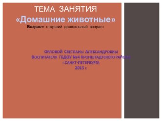 Презентация к занятию Домашние животные презентация к уроку по окружающему миру (старшая группа)