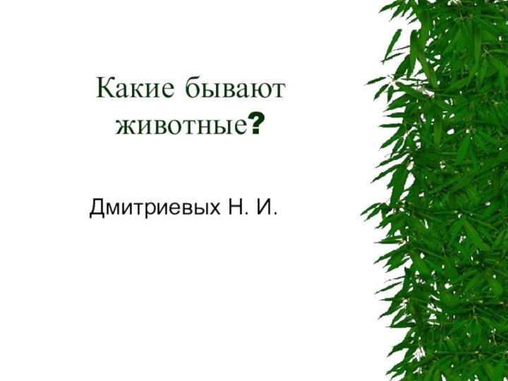 Какие бывают животные?Дмитриевых Н. И.