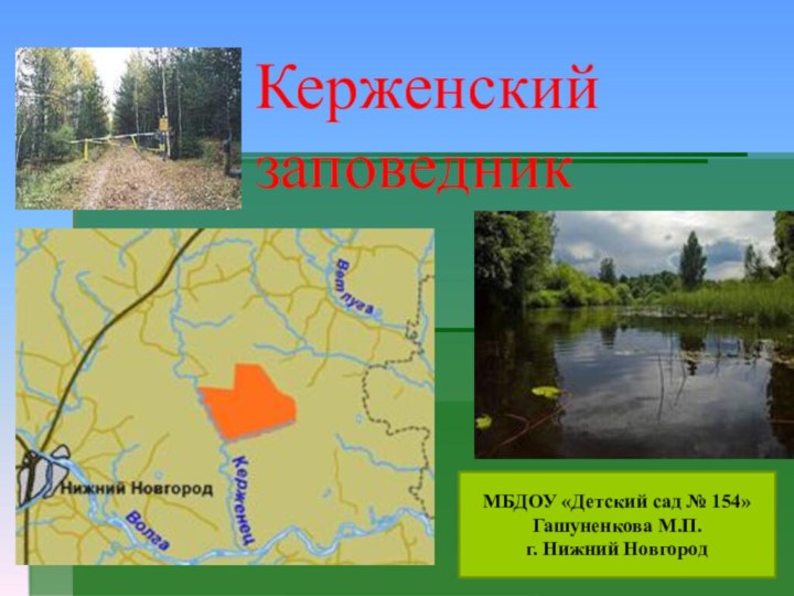 Керженский заповедникМБДОУ «Детский сад № 154» Гашуненкова М.П.г. Нижний Новгород