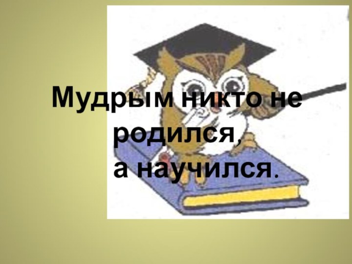 Мудрым никто не родился,    а научился.