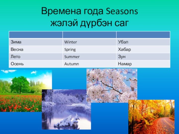 Времена года Seasons  жэлэй дүрбэн саг