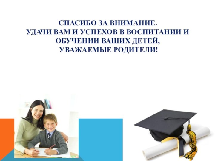 СПАСИБО ЗА ВНИМАНИЕ. УДАЧИ ВАМ И УСПЕХОВ В ВОСПИТАНИИ