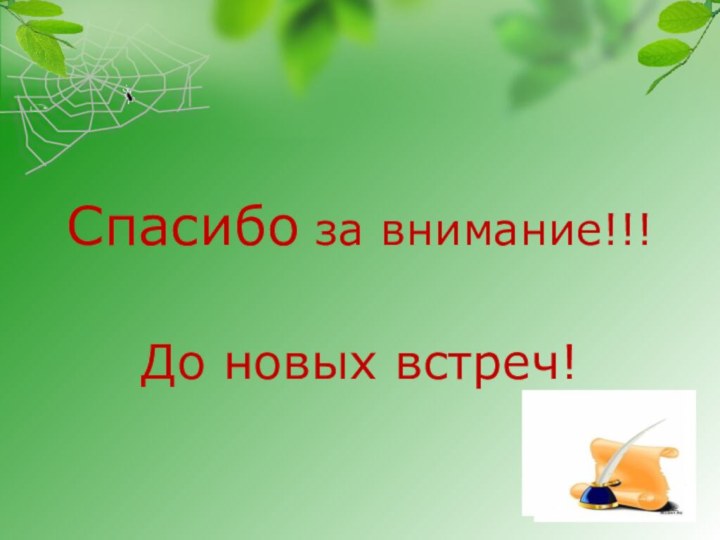 Спасибо за внимание!!!До новых встреч!