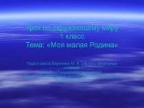 Презентация к уроку по окружающему миру Защита проекта Моя малая Родина презентация к уроку по окружающему миру (1 класс)