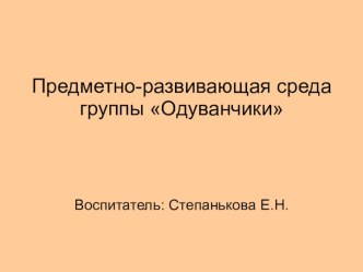 Презентация Предметно-развивающая среда группы презентация