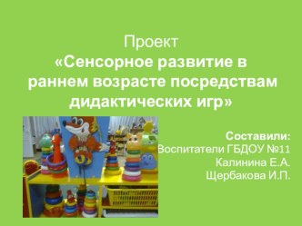 Сенсорное развитие в раннем возрасте посредствам дидактических игр презентация к уроку (младшая группа)