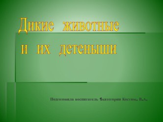 Презентация Дикие животные и их детеныши. презентация к уроку по окружающему миру (средняя группа)